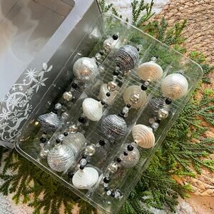 Vintage Black Silver White Glass Resin 6ft Garland Christmas Holiday New Years